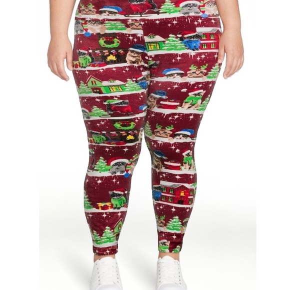 No Boundaries High Waist Plush Velour Christmas Leggings: size: Juniors XXXL(21) - Picture 5 of 7